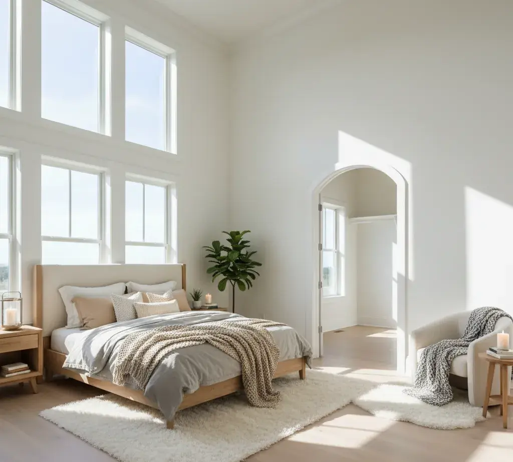 After - Nordic Hygge bedroom virtual staging transformation