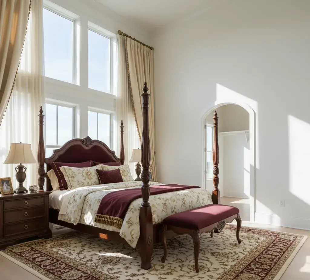 After - Traditional bedroom virtual staging transformation