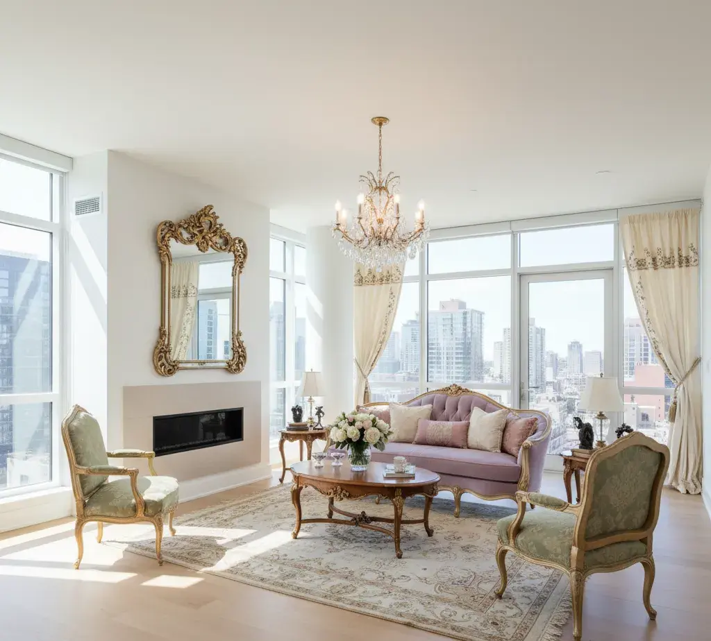 After - French Elegance living room with ornate details