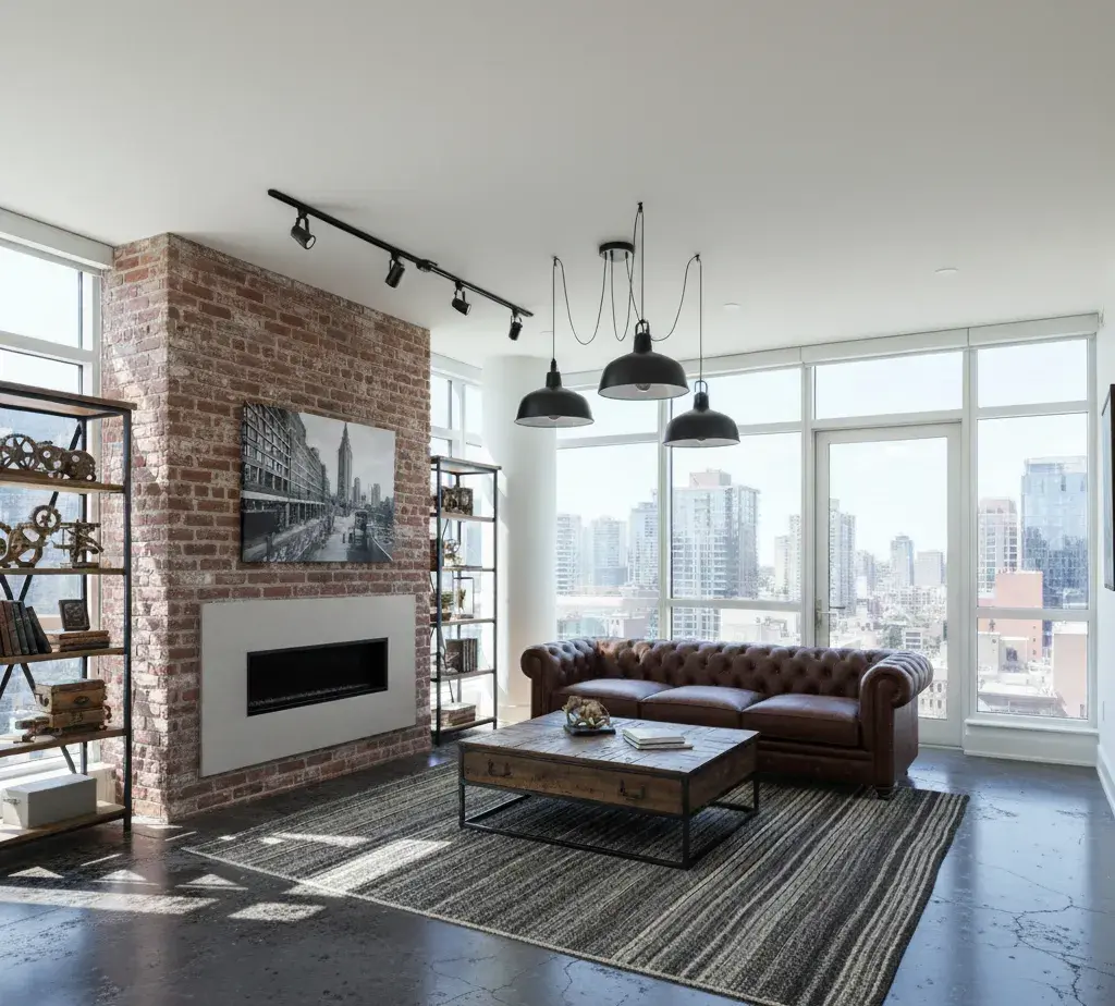 After - Industrial Chic loft with exposed brick and metal