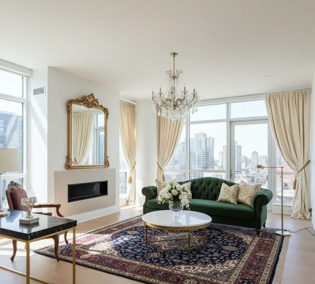 After - Luxury living room virtual staging transformation