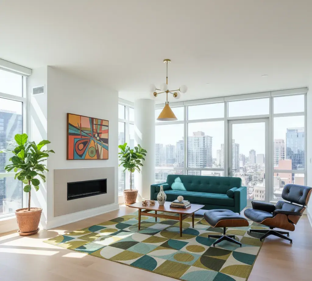 After - Mid-Century Modern living room with iconic furniture
