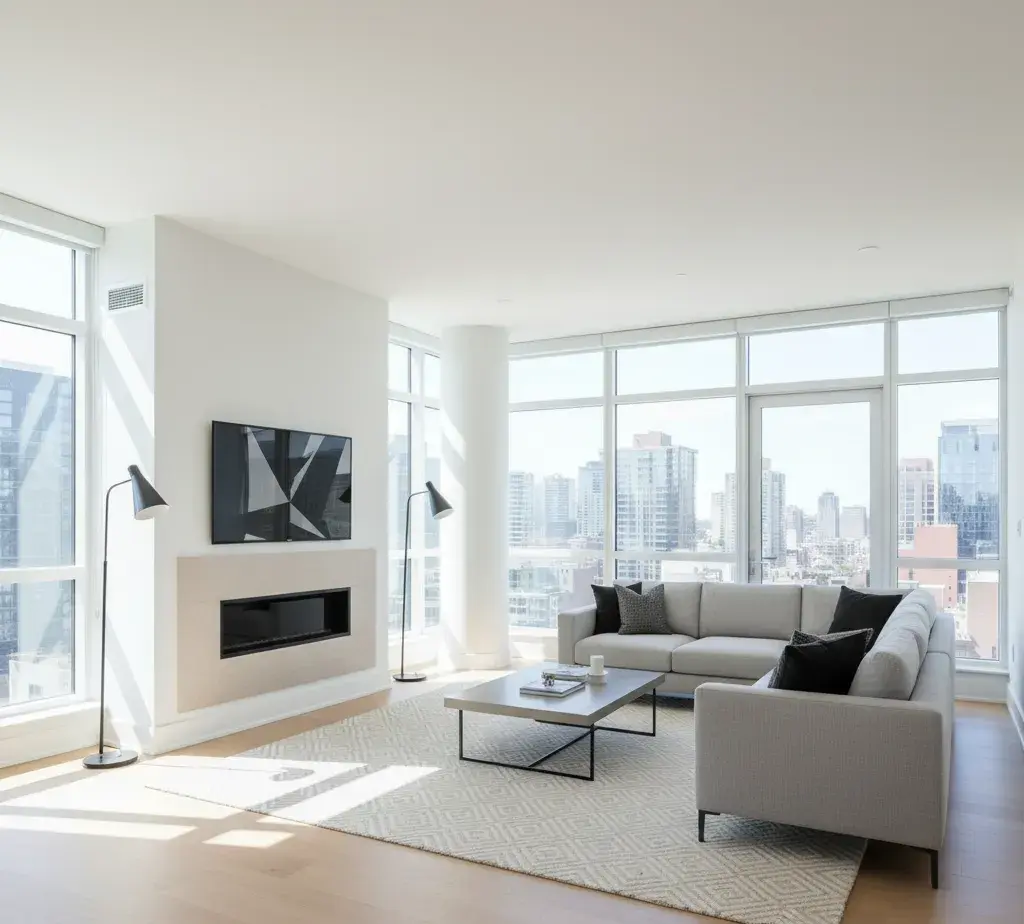 After - Modern living room virtual staging before and after