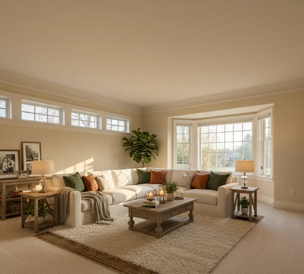 After - Cozy living room virtual staging - variation