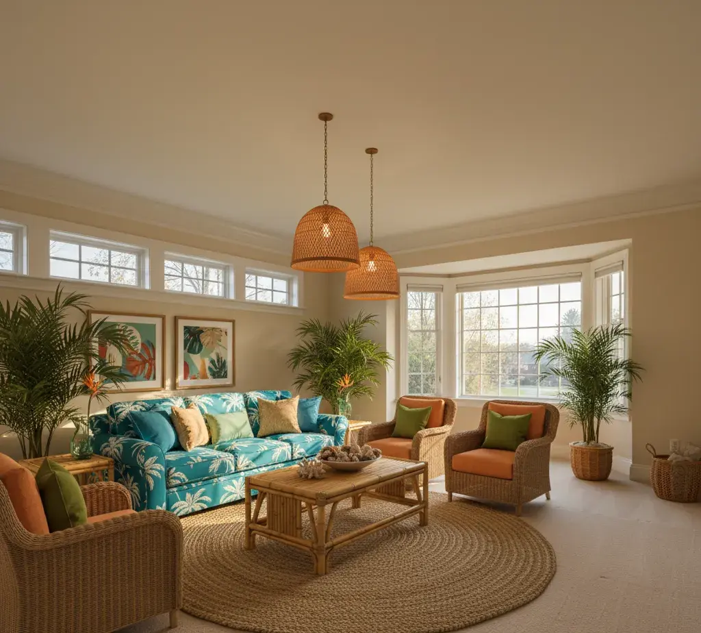 After - Tropical Resort living room - variation