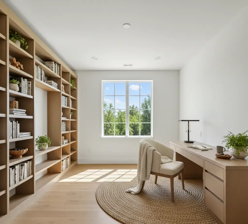 After - Cozy home office virtual staging transformation