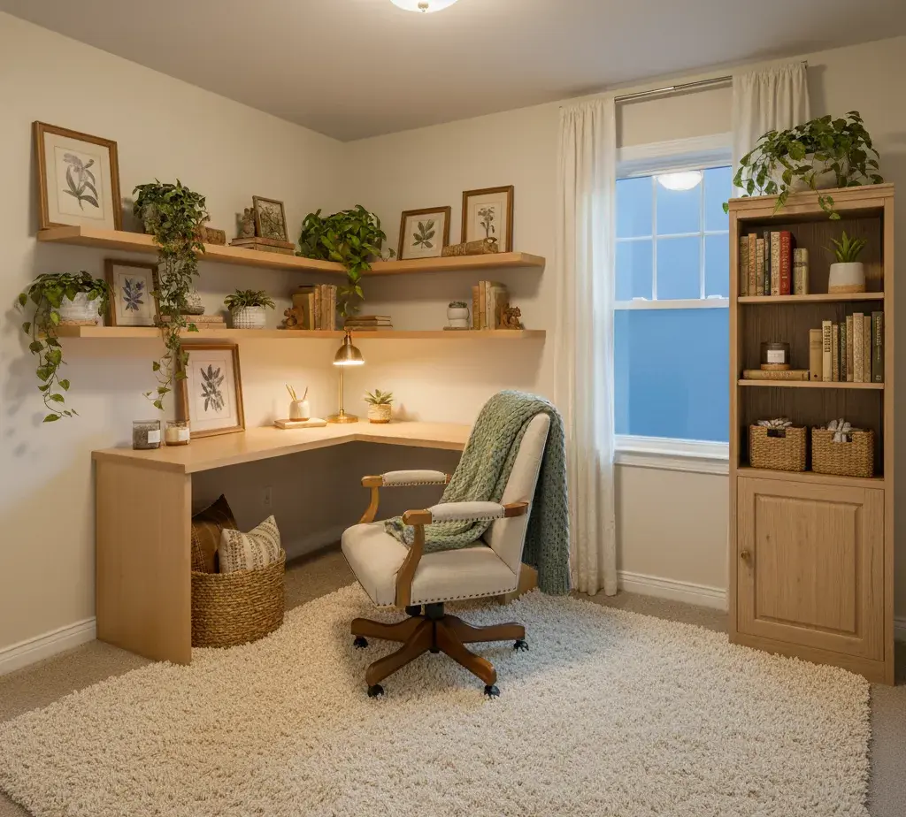 After - Cozy home office virtual staging - variation