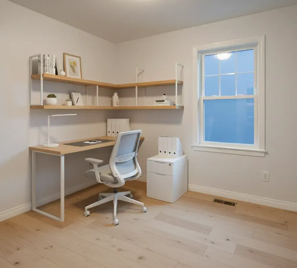 After - Minimalist office virtual staging - variation
